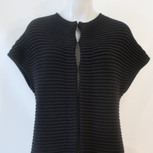Womens Carolina Herrera Black Pure Wool Thick Knit Ribbed Designer Cardigan S - Picture 8 of 16